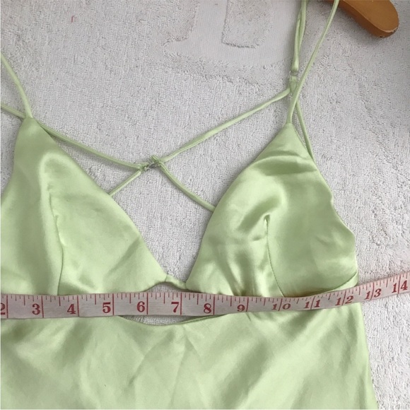 ZARA WOMENS DRESS LIME GREEN A LINE MINI SATIN EFFECT MEDIUM - Picture 12 of 13